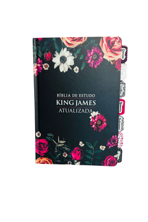 Bíblia de Estudo King James Atualizada Floral Pink Com Abas